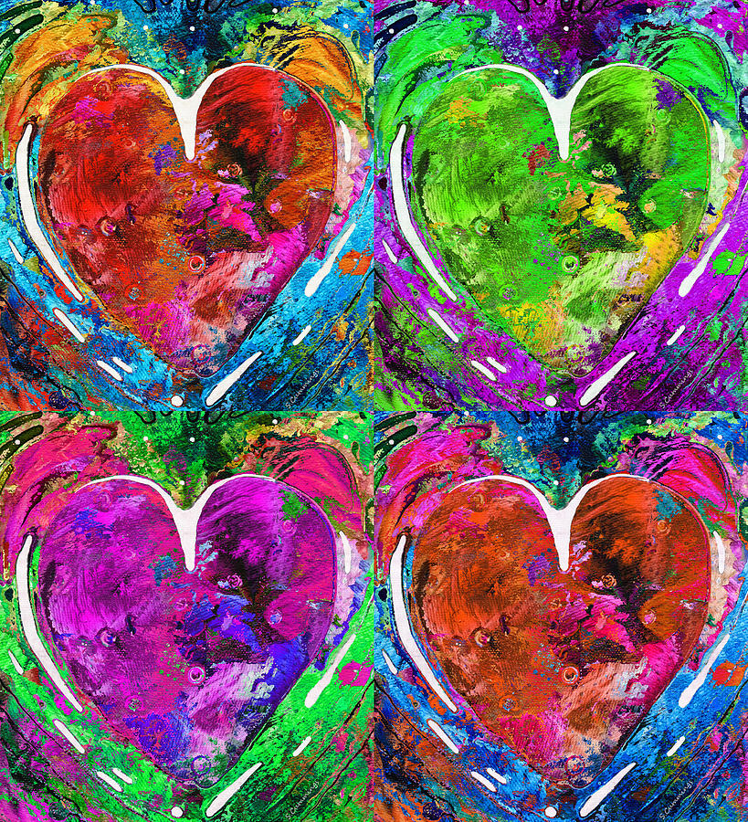 Hearts Painting - Colorful Pop Hearts Love Art By Sharon Cummings by Sharon Cummings