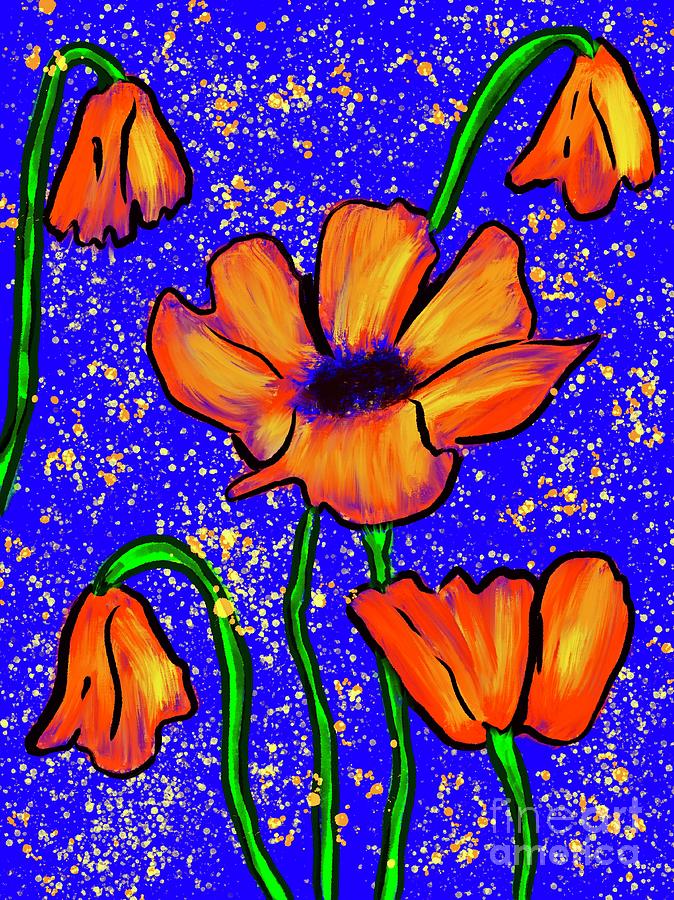 Colorful Flower- Poppies Digital Art by Lauries Intuitive