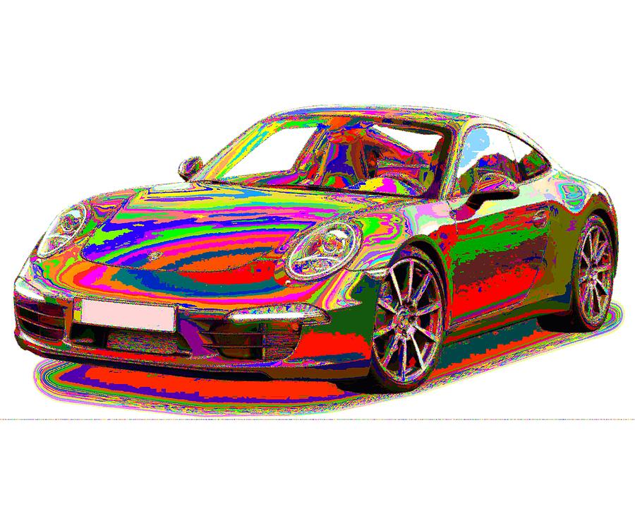 Colorful Porsche 911 Painting by Samuel Majcen - Pixels