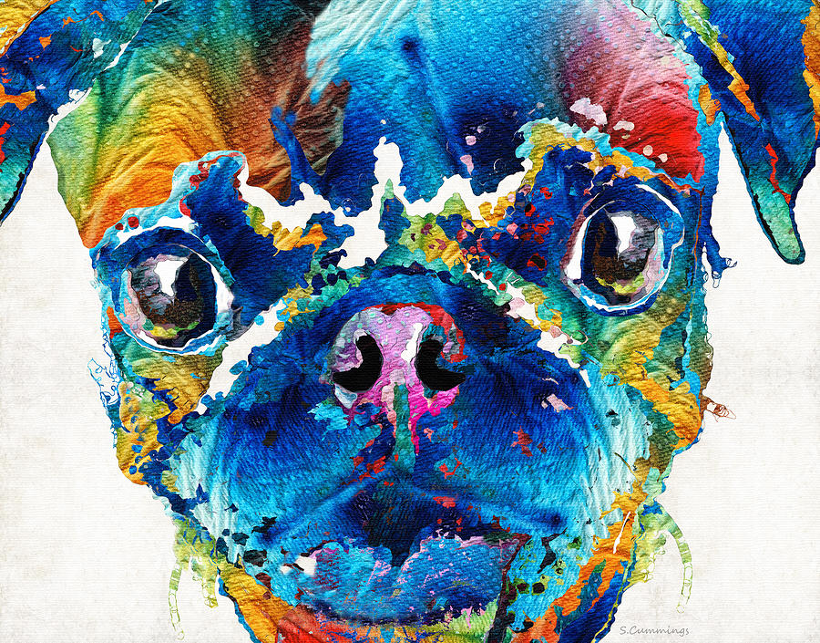 Colorful Pug Art - Smug Pug - By Sharon Cummings Painting by Sharon Cummings