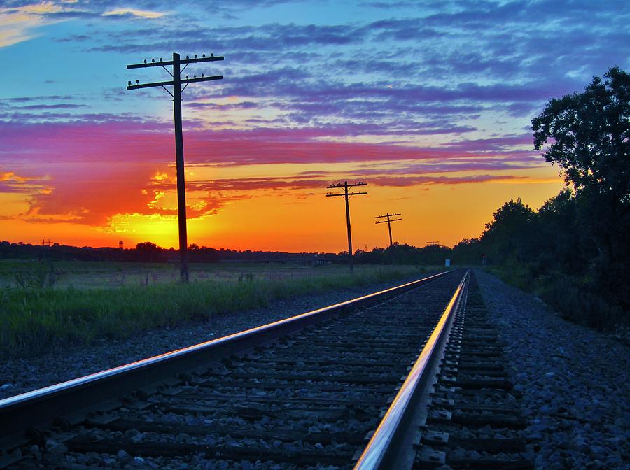 Colorful Railroad Tracks Sunset Photograph by Dale Gerdes - Fine Art ...