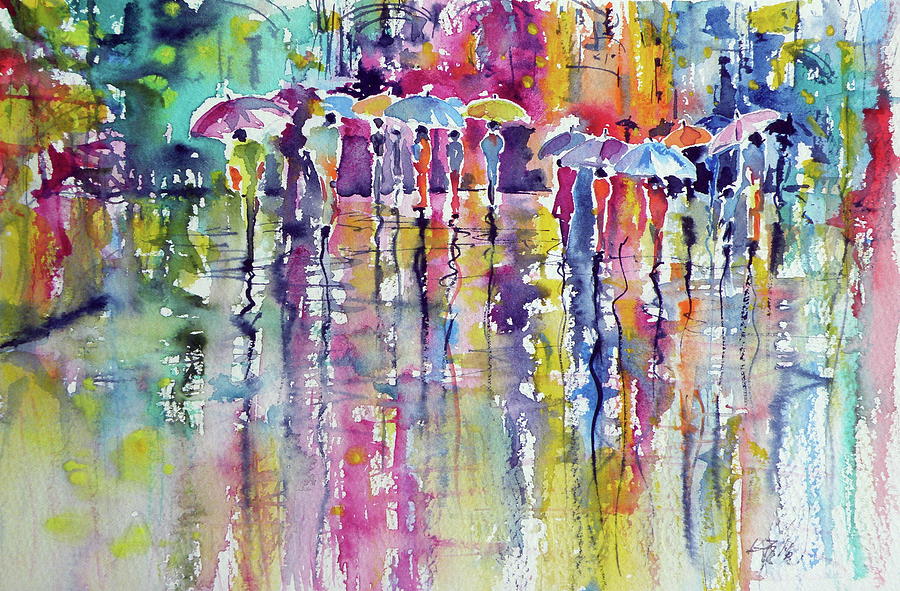 Colorful rain Painting by Kovacs Anna Brigitta