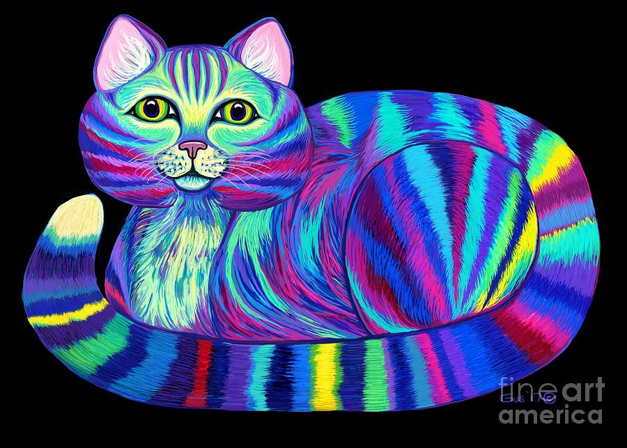 Colorful Rainbow Kitty Cat Digital Art by Nick Gustafson