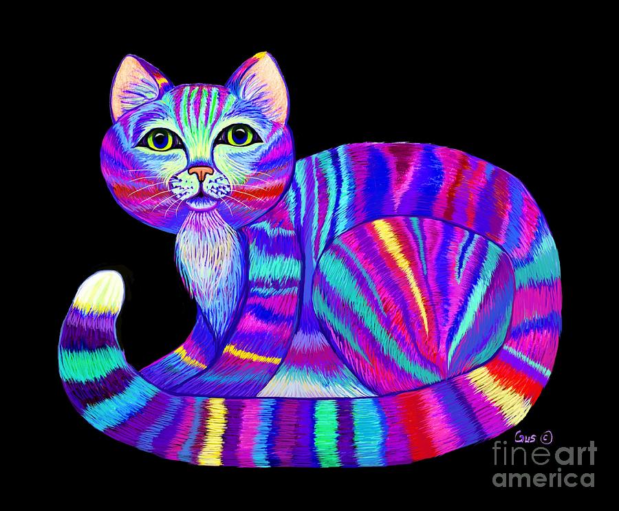 Colorful Rainbow Kitty Digital Art
