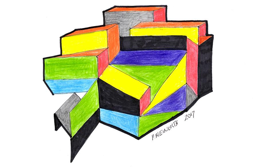 Colorful Rectanges Drawing by Paul Meinerth