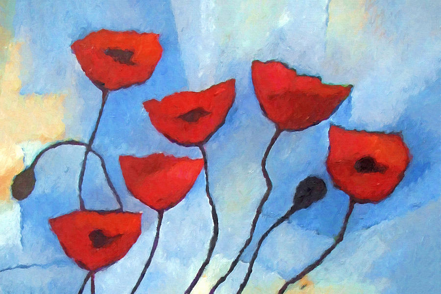 Colorful Red Poppies Painting by Lutz Baar