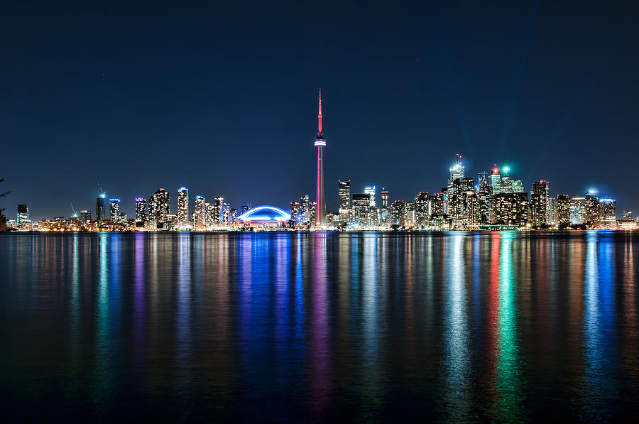 Skyline Photograph - Colorful Reflections of Toronto by Mark Whitt