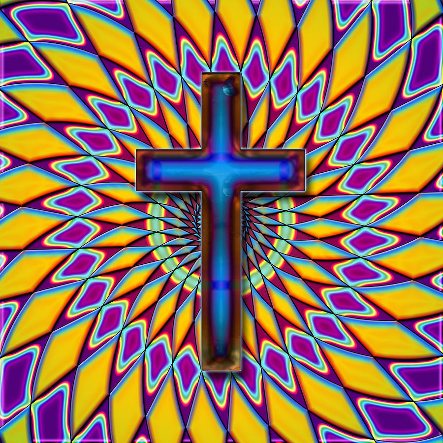 Colorful Retro Cross Digital Art by David G Paul