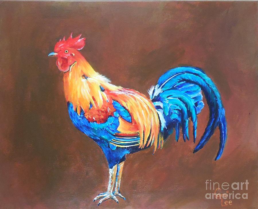 Colorful Rooster Painting by Cami Lee