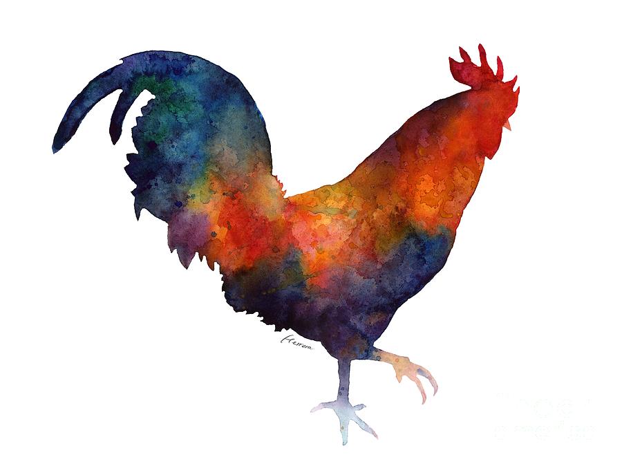 Rooster Painting - Colorful Rooster by Hailey E Herrera