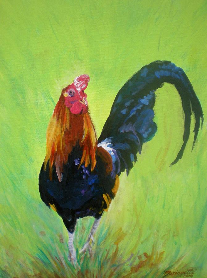 Colorful Rooster Painting by Marionette Taboniar