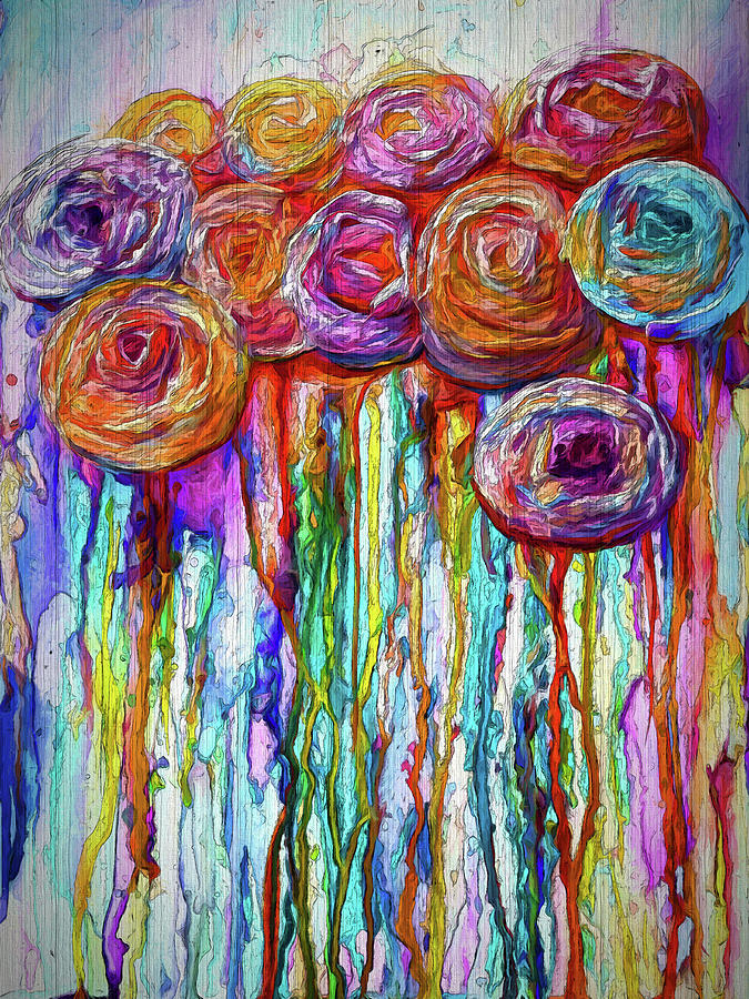 Colorful Roses Design  Digital Art by Lena Owens - OLena Art Vibrant Palette Knife and Graphic Design