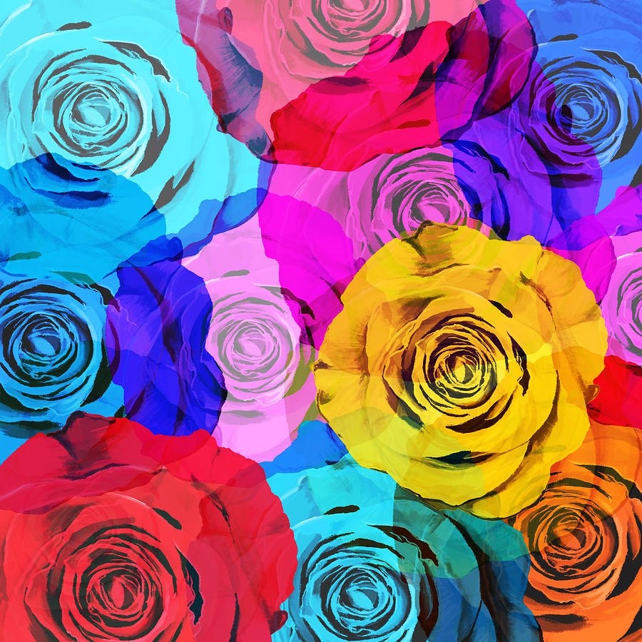 Nature Photograph - Colorful Roses Design by Setsiri Silapasuwanchai