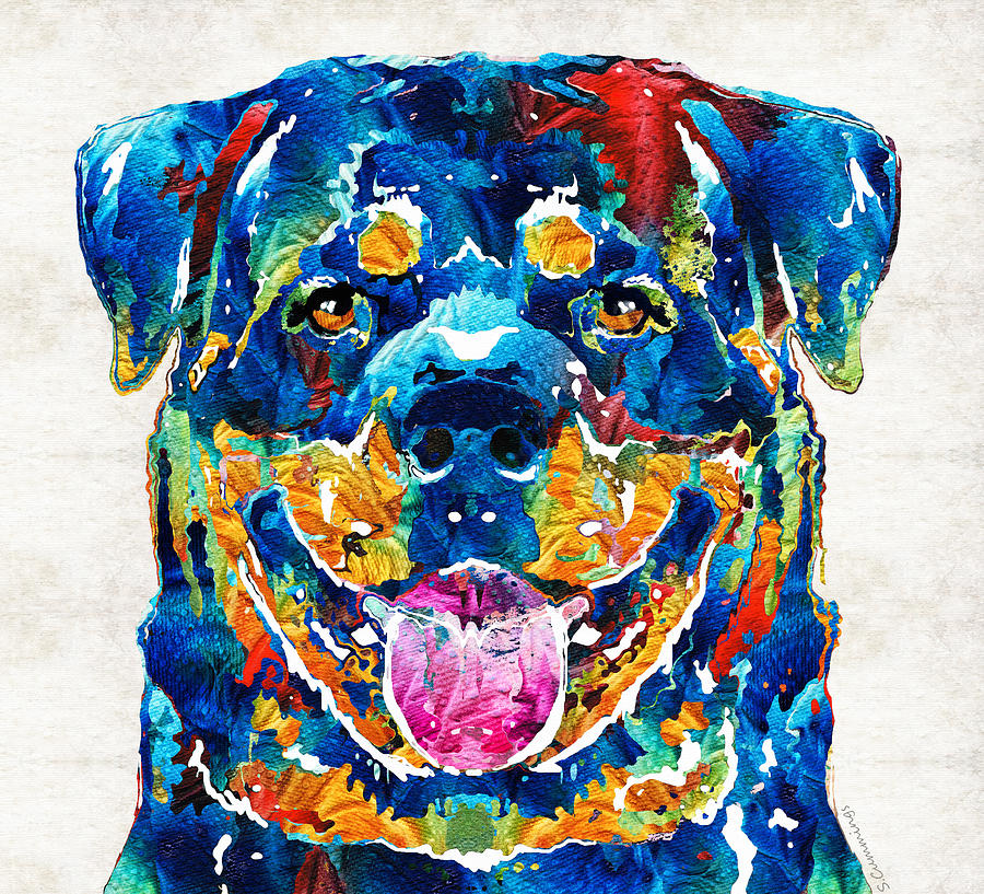 Rottweiler Painting - Colorful Rottie Art - Rottweiler by Sharon Cummings by Sharon Cummings