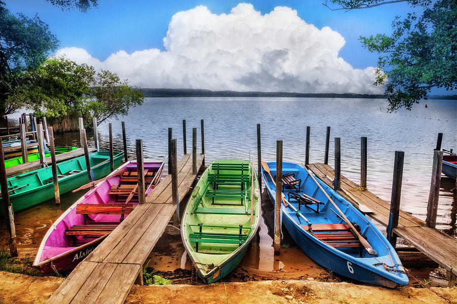 Colorful Rowboats at the Lake Photograph by Debra and Dave Vanderlaan