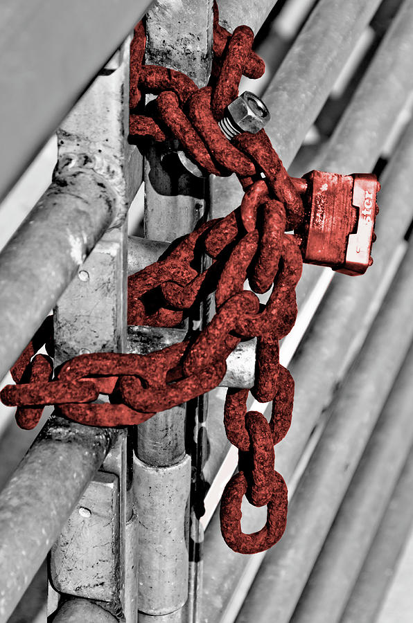 Colorful Rusty Chain Lock I Photograph by Wolfgang Stocker