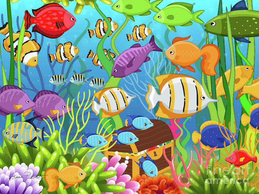 Colorful Sea Life-A Digital Art by Jean Plout