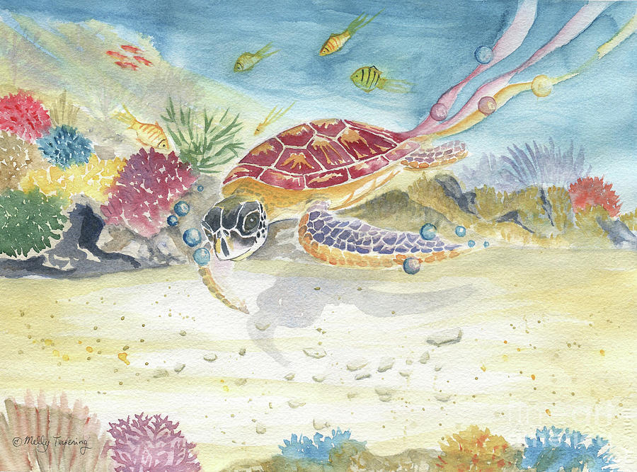 Colorful Sea Turtle 2 Painting by Melly Terpening