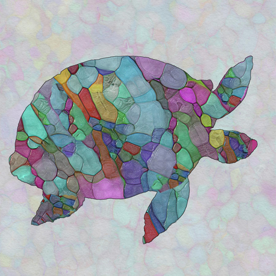 Abstract Painting - Colorful Sea Turtle by Jack Zulli