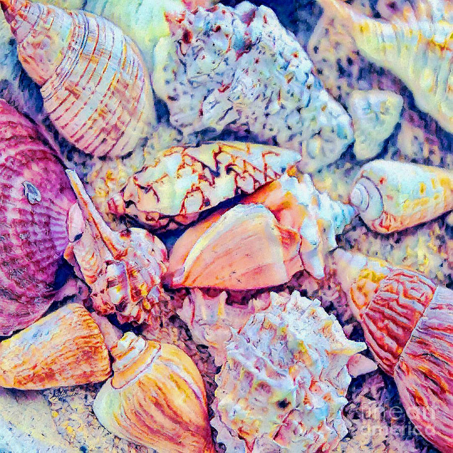 Colorful Seashells Mixed Media by Olga Hamilton