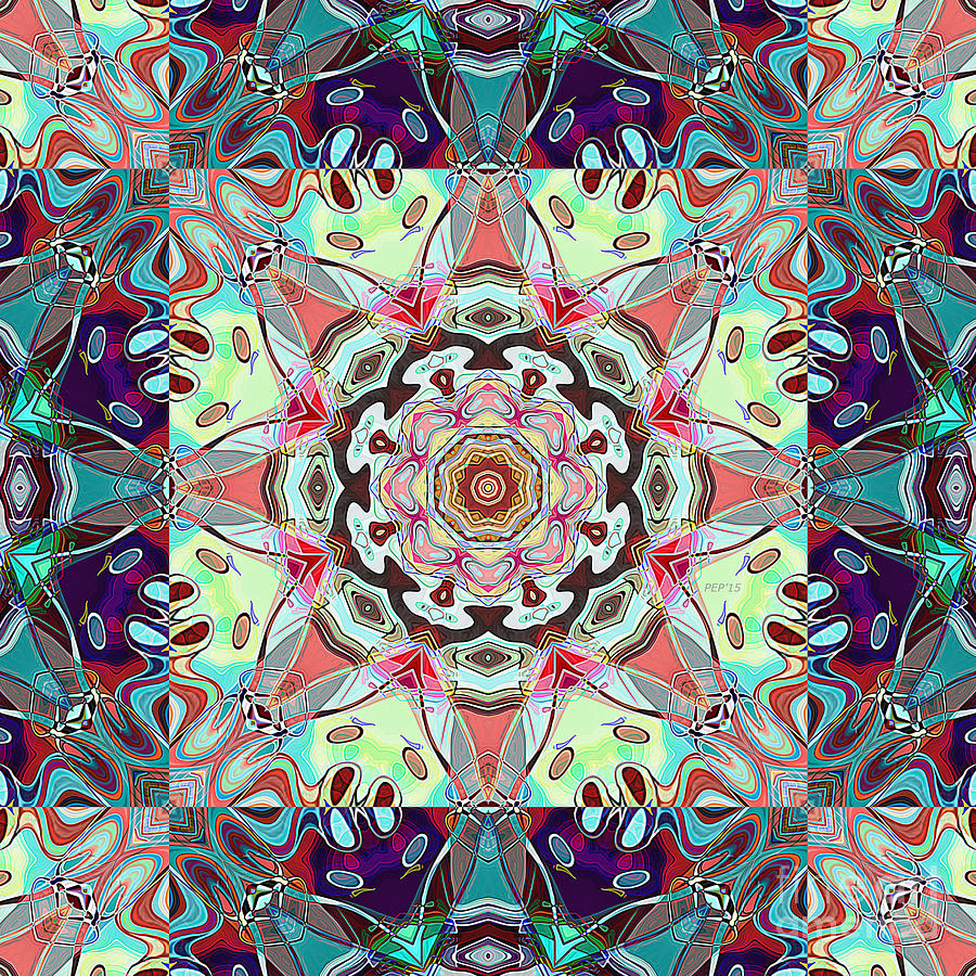 Colorful Shapes Mandala Digital Art by Phil Perkins