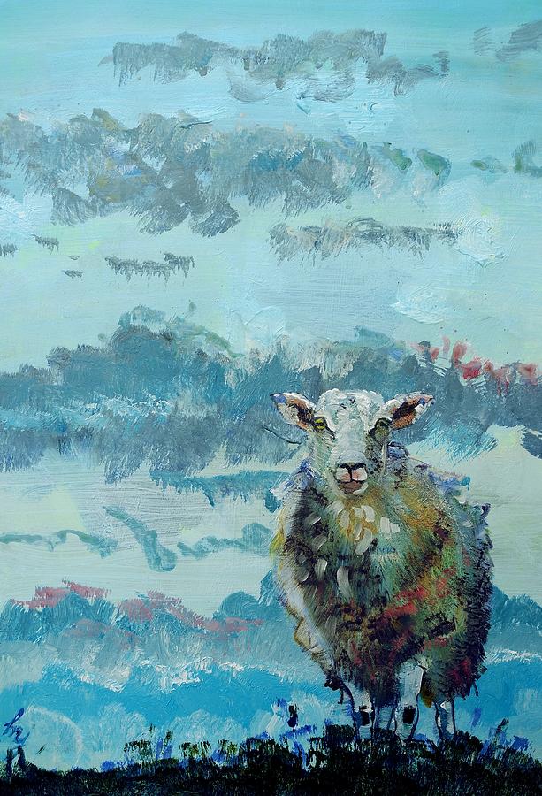 Colorful Sheep Art - Out Of The Stormy Sky Painting by Mike Jory