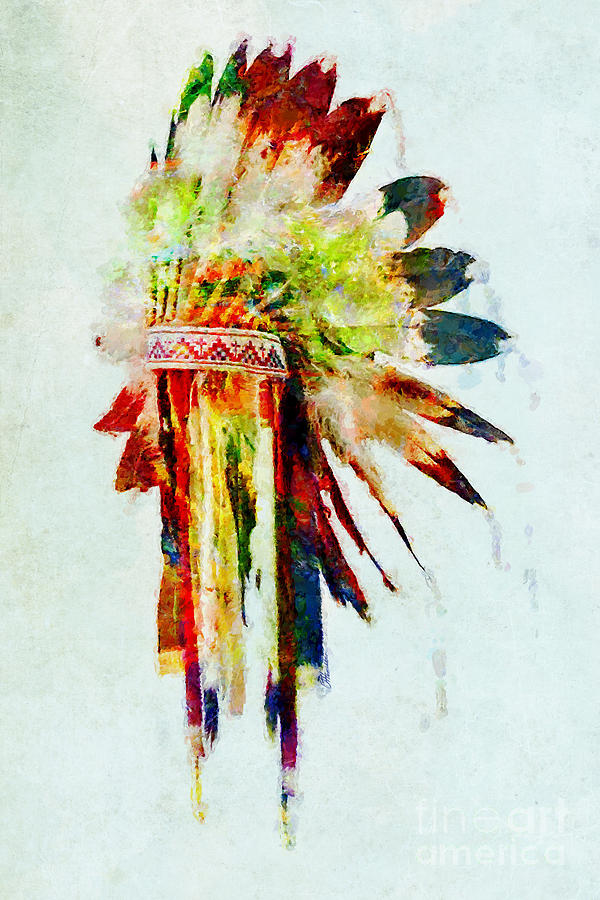 Colorful Sioux Headdress Art Mixed Media by Olga Hamilton