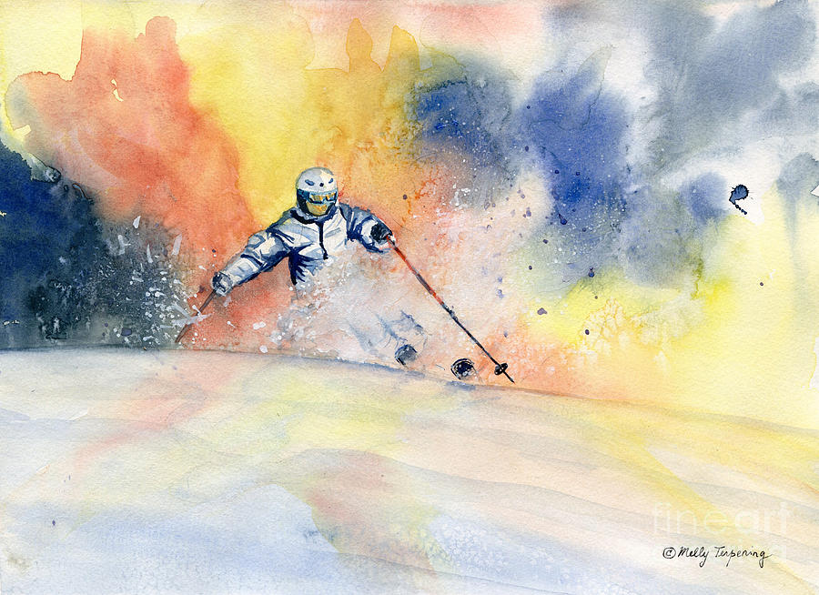 Colorful Skiing Art 2 Painting by Melly Terpening