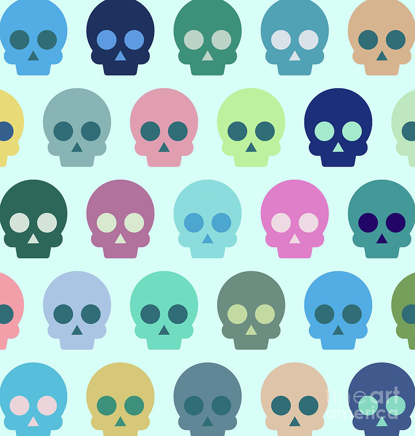 Colorful Skull Cute Pattern Digital Art