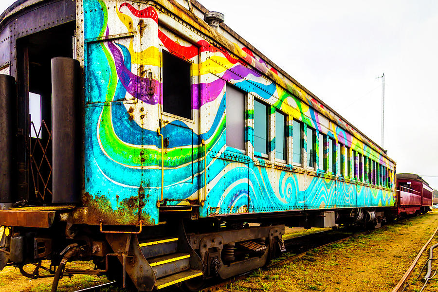 Colorful Skunk Train Passenger Car Photograph by Garry Gay