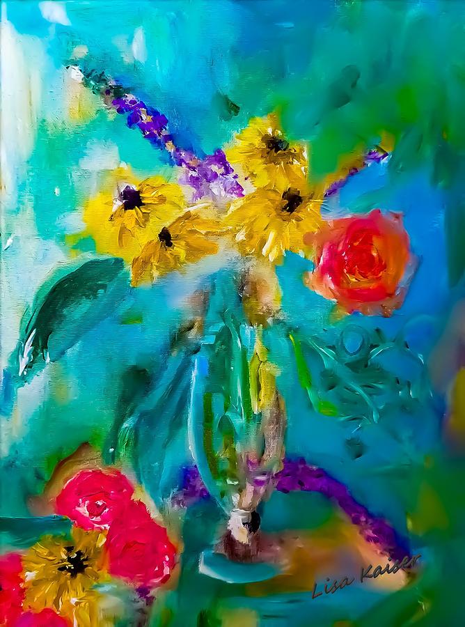 Colorful Spontaneous And Loose Flower Painting Painting by Lisa Kaiser