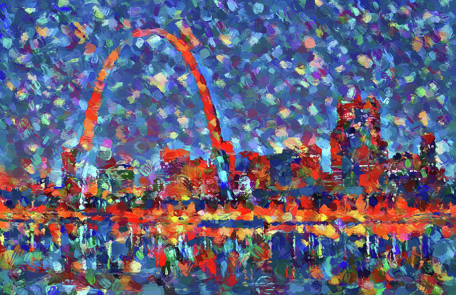 St Louis Skyline Painting - Colorful St Louis Skyline by Dan Sproul St Louis Skyline Painting - Colorful St Louis Skyline by Dan Sproul