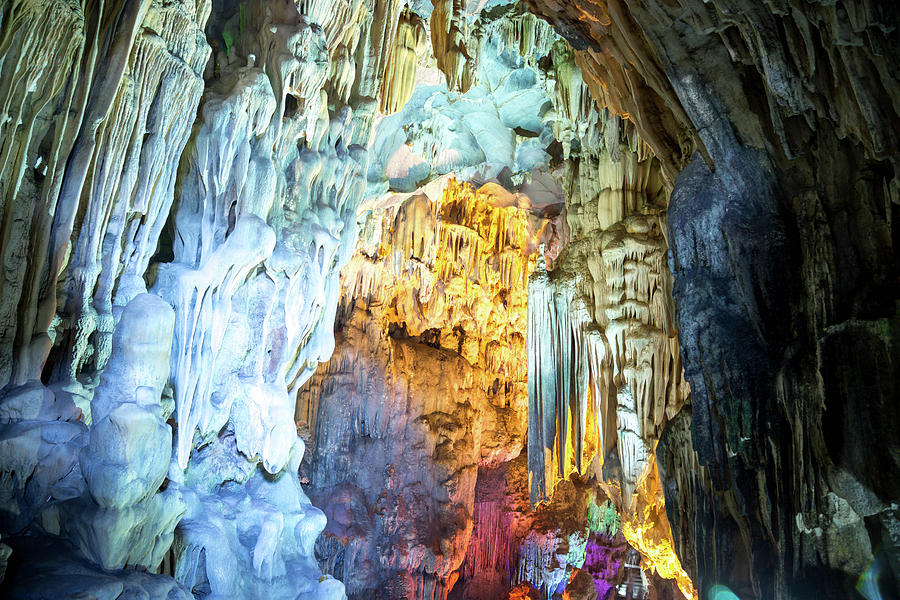 Colorful Stalactite Thien Cung cave in Ha Long Bay Vietnam Photograph ...