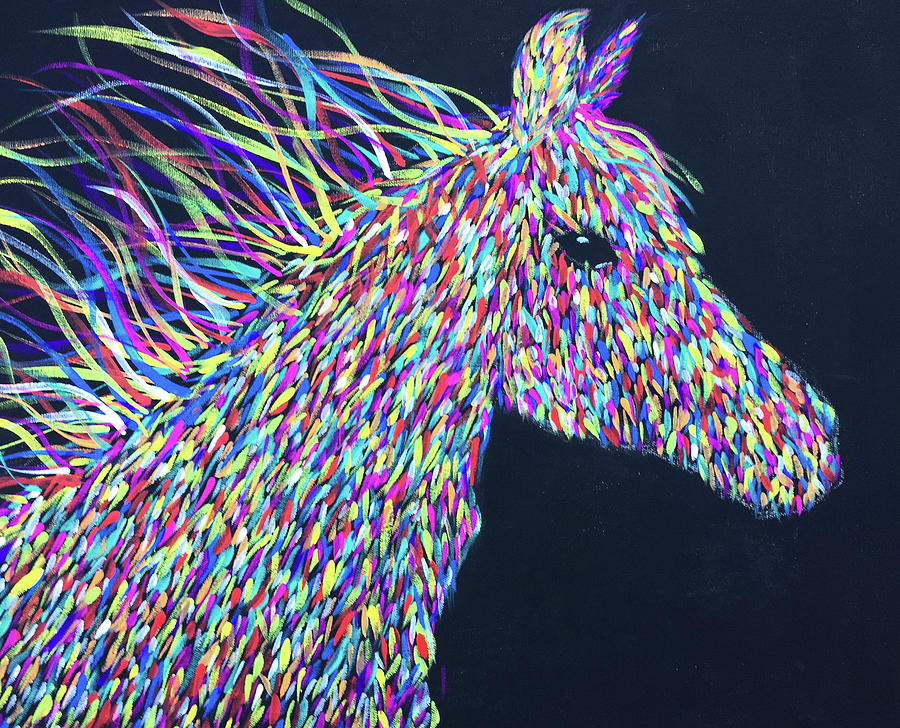 Colorful steed Mixed Media by Lynn Colwell