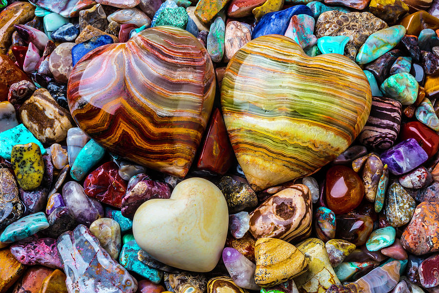 Colorful Stone Hearts Photograph by Garry Gay