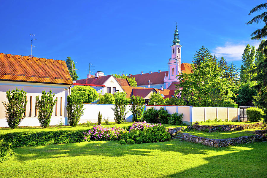 Colorful street and green park in baroque town Varazdin Photograph by Brch Photography