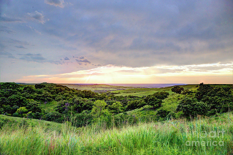 Colorful Summer Evening in the Flint Hills Photograph by Jean Hutchison