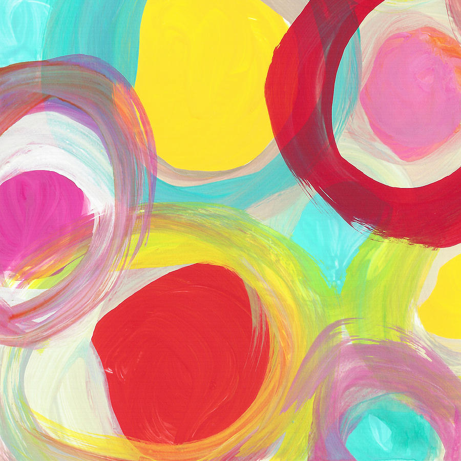 Colorful Sun Circles Square 1 Painting by Amy Vangsgard