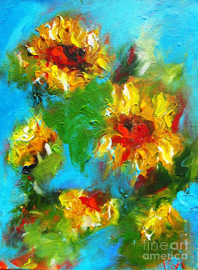 Colorful Sunflowers Paintings Painting by Mary Cahalan Lee - aka PIXI