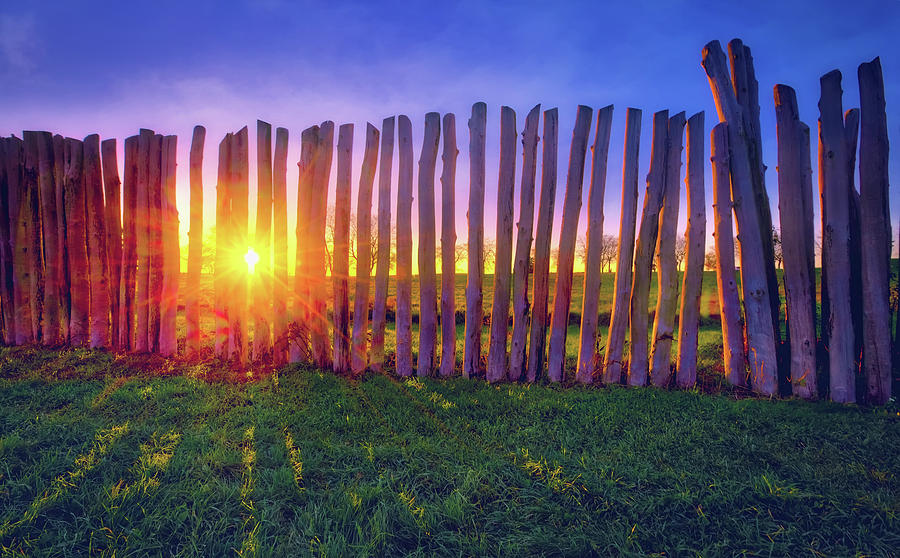 Colorful Sunset and Stockade at Aztalan State Park #7 Photograph by Jennifer Rondinelli Reilly - Fine Art Photography