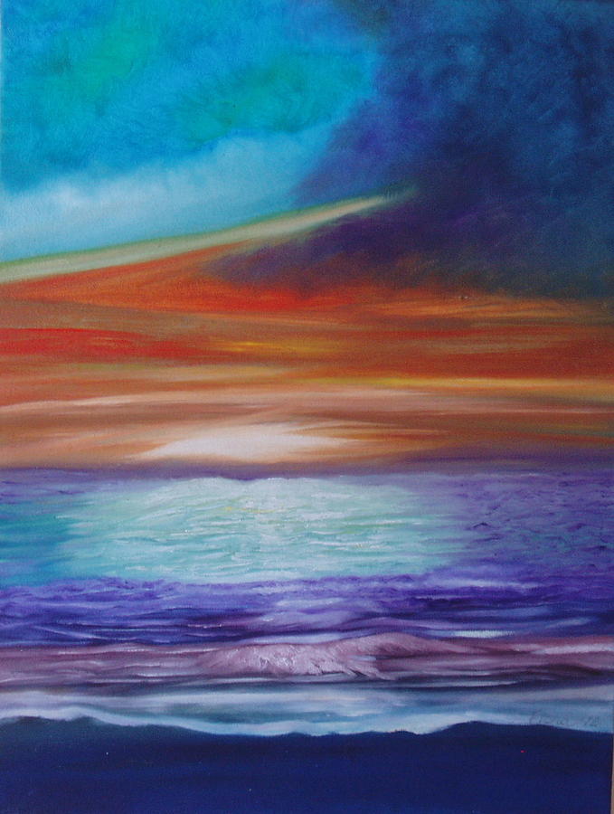 Light Blue Painting - Colorful Sunset by Fiona Dinali
