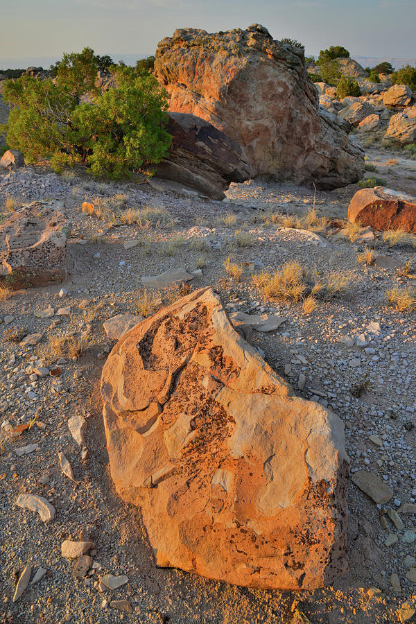 Colorful Sunset Lit Boulders in Bentonite Site Photograph by Ray Mathis