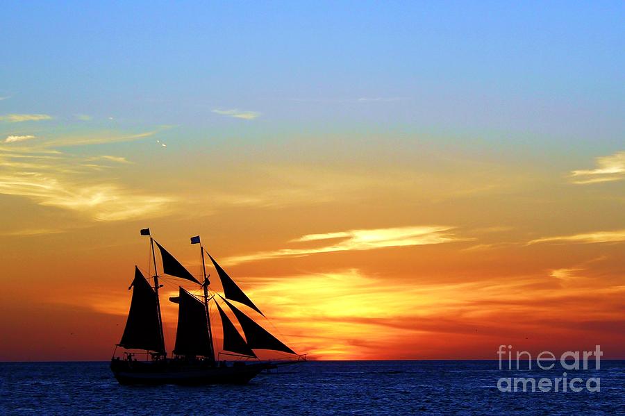Colorful Sunset Sailboat Photograph by Robert Wilder Jr