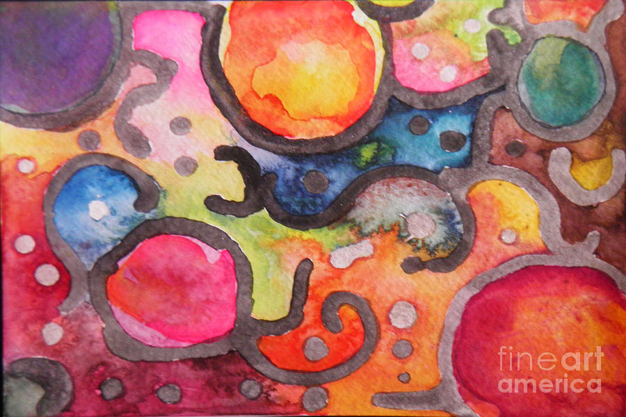 Cool Painting - Geometric Abstract Watercolor Painting by Candace Byington