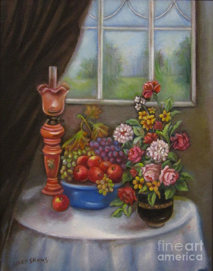 Impressionism Painting - Colorful Table By The Window by Farideh Haghshenas