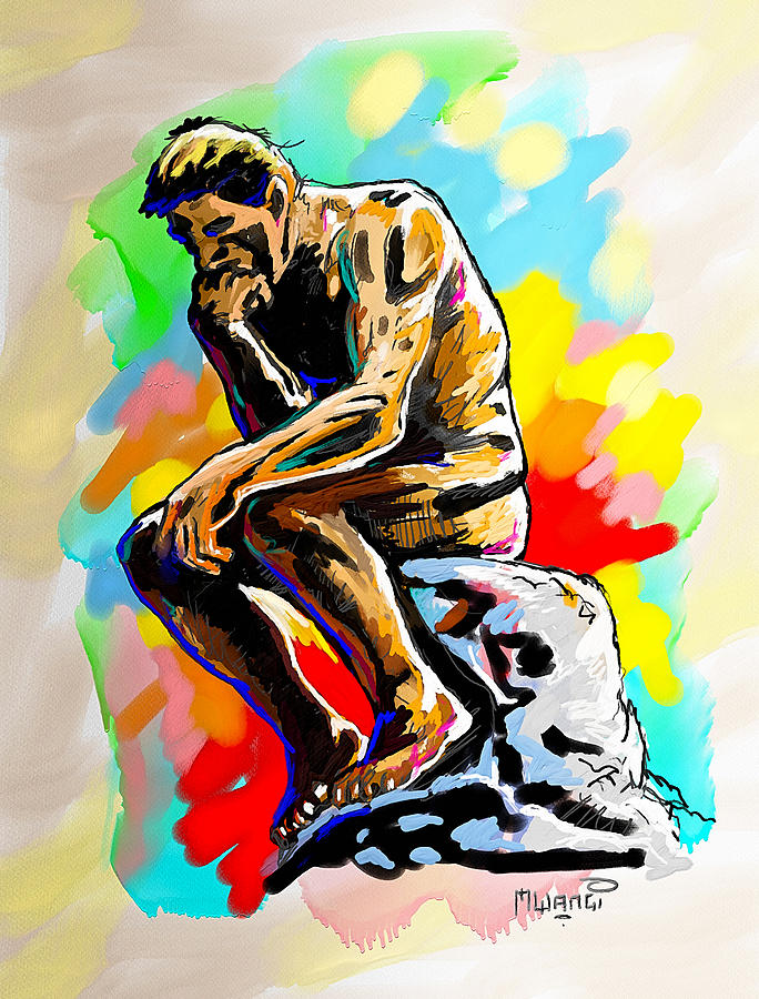 Colorful Thinker Painting by Anthony Mwangi