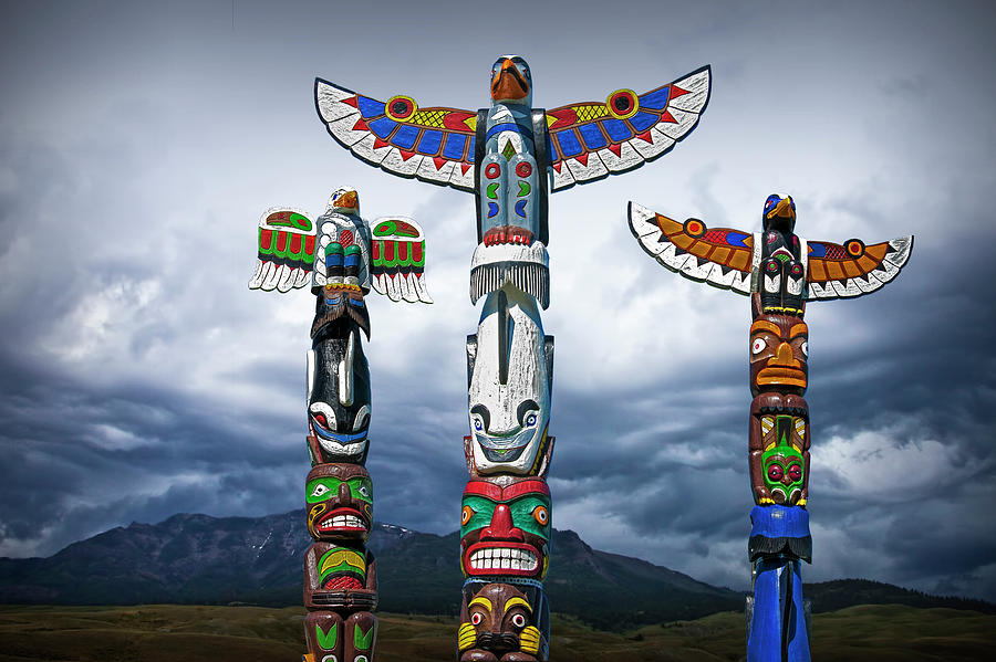 Colorful Totem Poles in the Northwest Photograph by Randall Nyhof