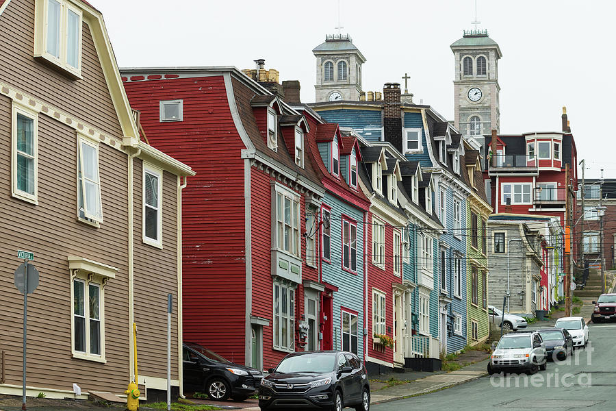 Colorful townhouses on Victoria Street in St.Johns, Newfoundland Photograph by Les Palenik