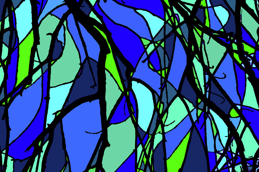 Colorful Tree Abstract Blue Digital Art by Mary Bedy