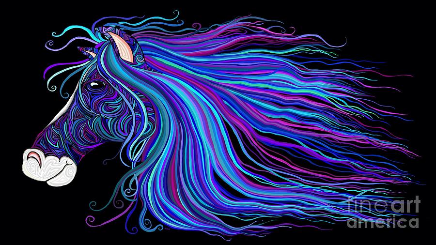 Animal Digital Art - Colorful Tribal Horse by Nick Gustafson